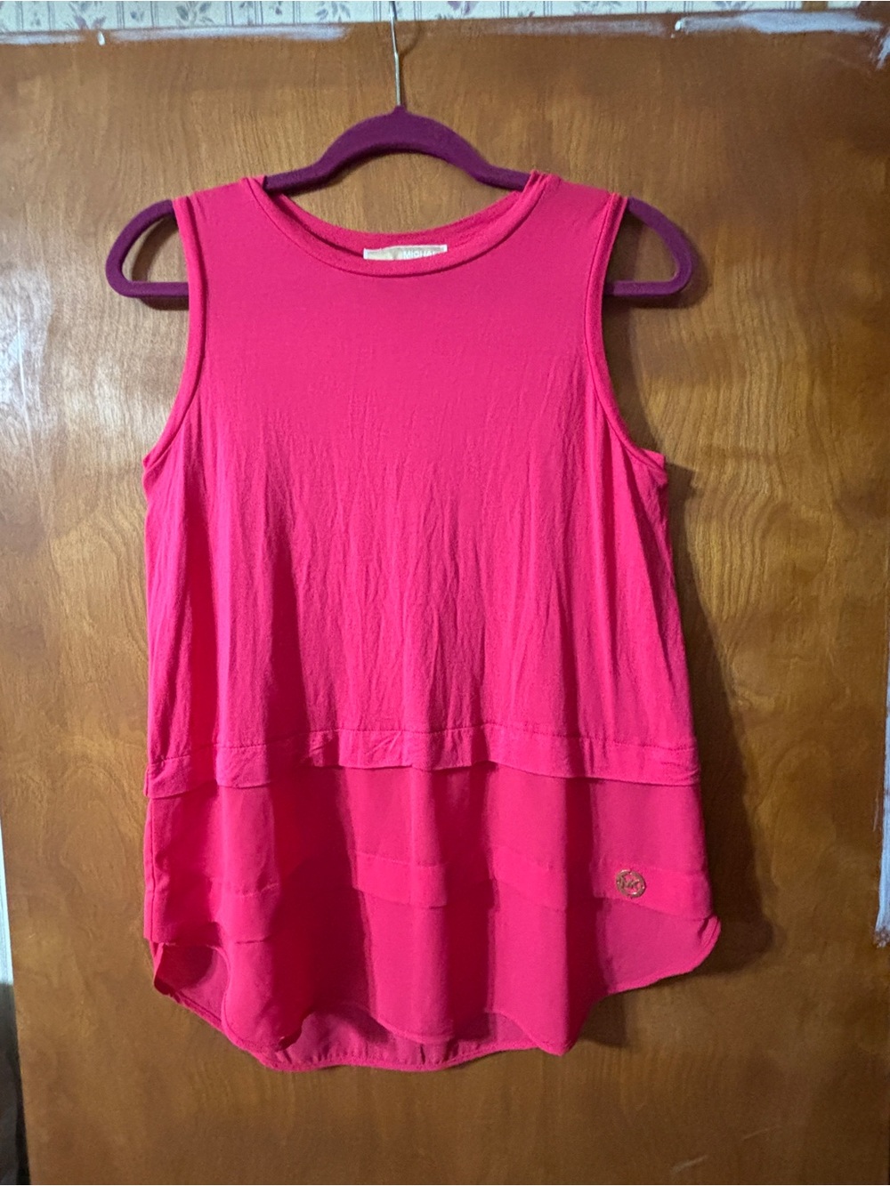 Sleeveless Layered Pink Women's Tank Top Size M